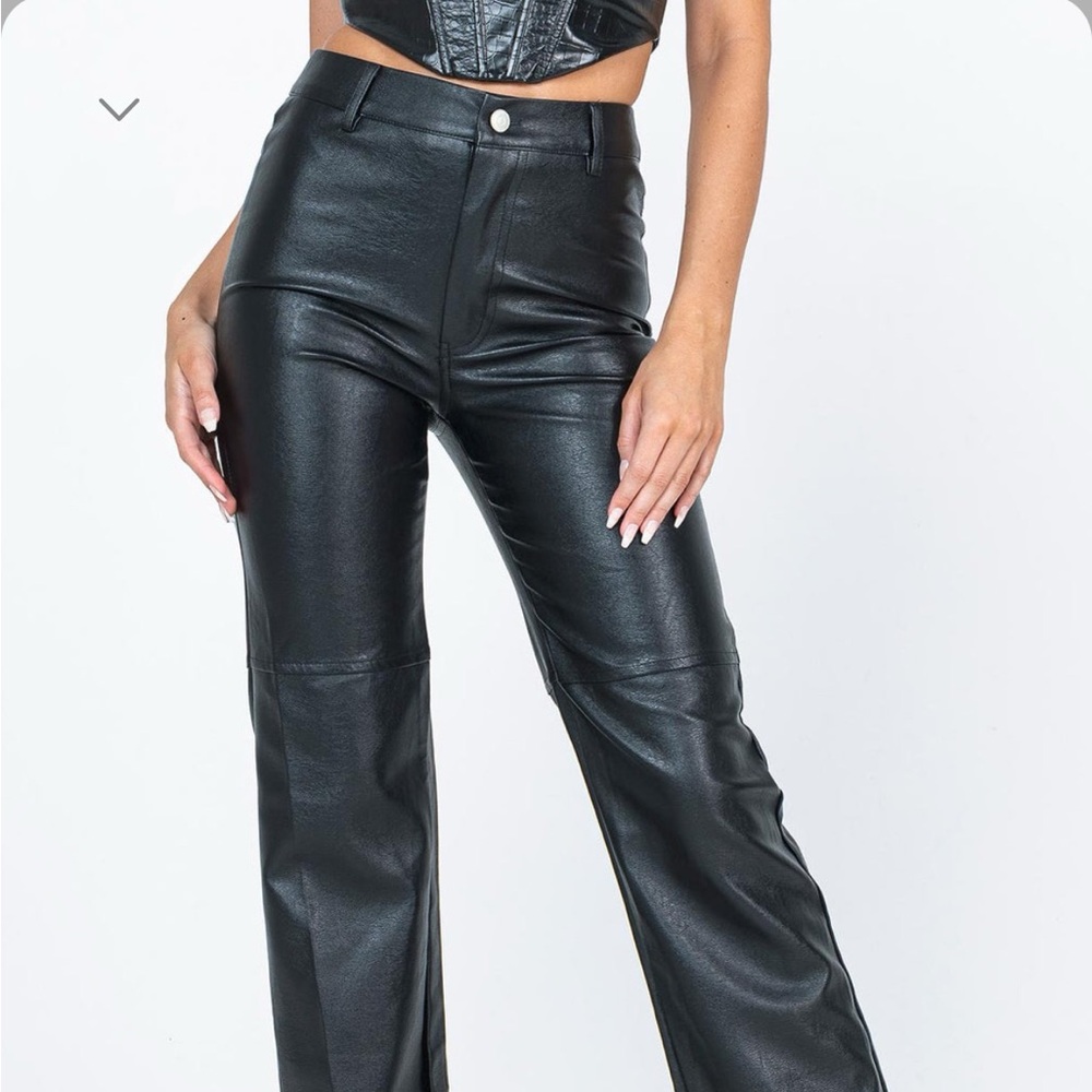 Princess Polly Macey Leather Black Pants US size 4